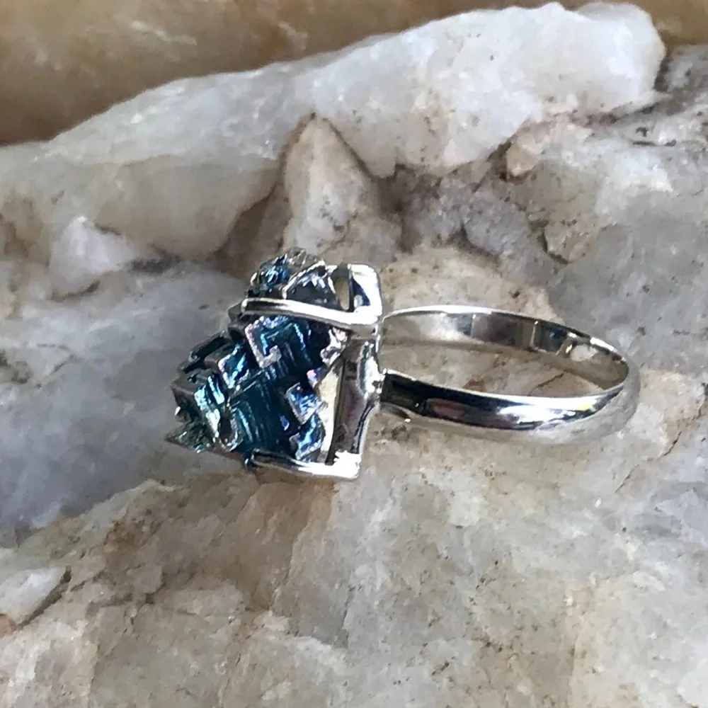 BISMUTH CRYSTAL 925 sterling silver ring size 7 - Picture 8 of 10